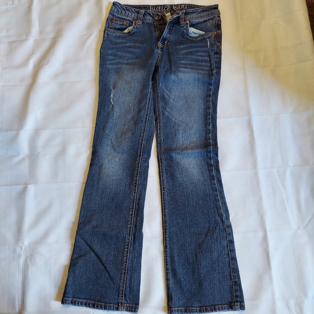 Justice Jeans Blue Denim Distressed Spot on Front Leg Size 10 Childrens